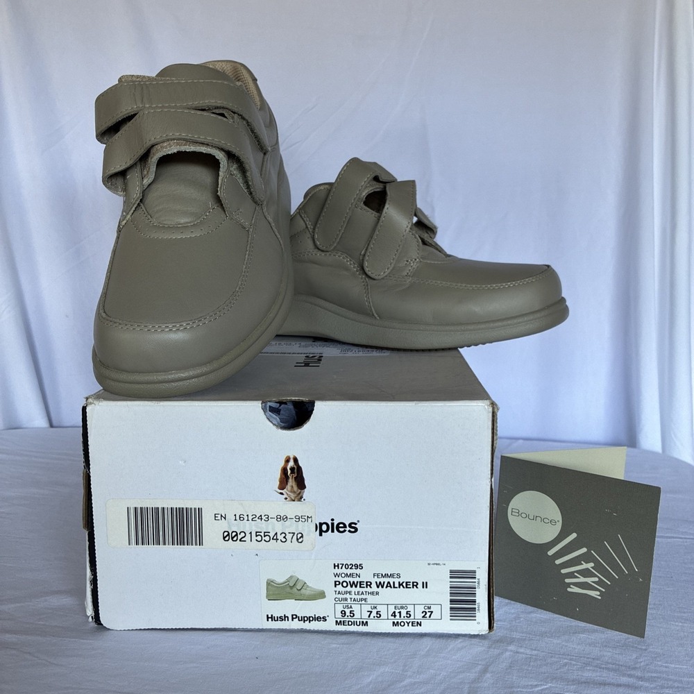 Hush Puppies POWER WALKER II TAUPE Leather Women's NEW Walking Shoes Size 9.5